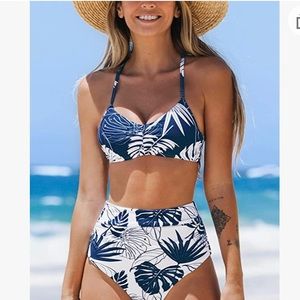 NWT Cupshe High Waisted Tropical Floral Bikini